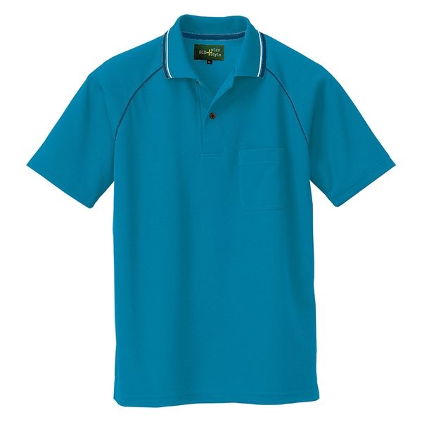 アイトス（AITOZ） 制電半袖ポロシャツ（男女兼用） ピーコックブルー L 50005-066（直送品）
