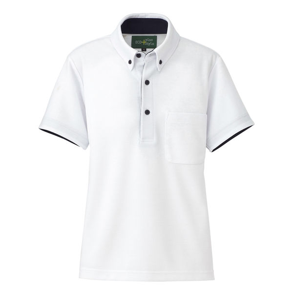 アイトス（AITOZ） 制電半袖ポロシャツ（男女兼用） ホワイト M 50006-001（直送品）