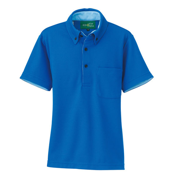 アイトス（AITOZ） 制電半袖ポロシャツ（男女兼用） ブルー L 50006-006（直送品）