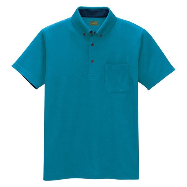アイトス（AITOZ） 制電半袖ポロシャツ（男女兼用） ピーコックブルー LL 50006-066（直送品）