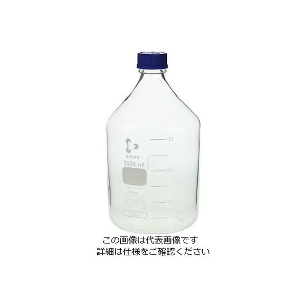 柴田科学 ねじ口瓶丸型白(デュラン(R)) 青キャップ付 3500mL 2-077-11