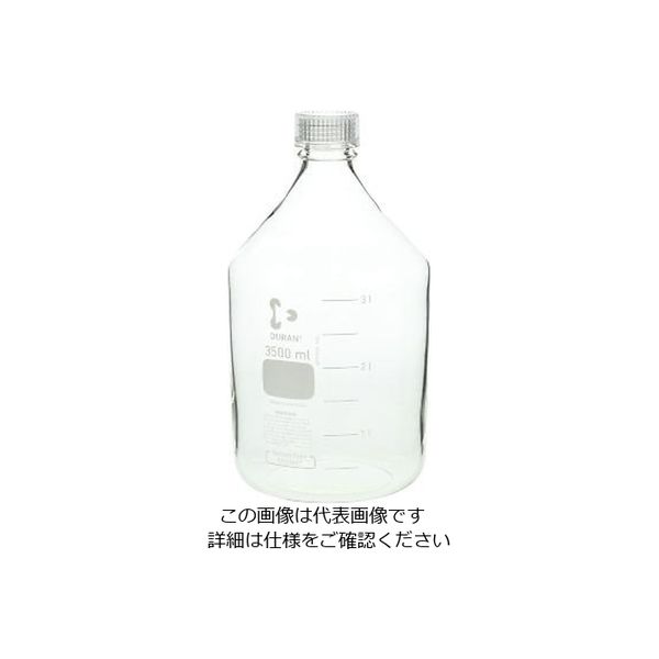 柴田科学 ねじ口瓶丸型白(デュラン(R)) 透明キャップ付 3500mL 2-035-11 1本(1個)（直送品）
