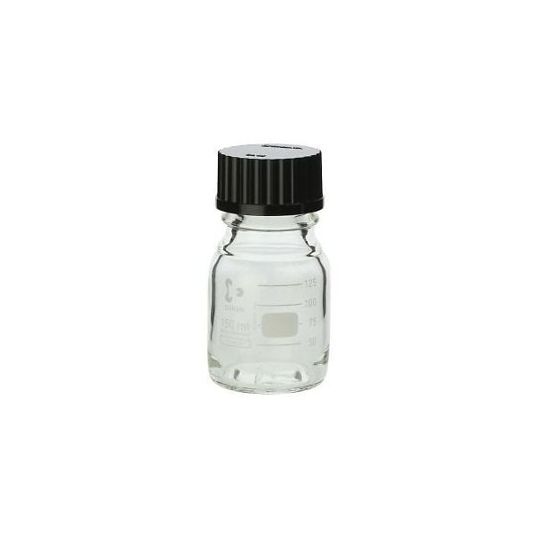 アズワン ねじ口瓶丸型(デュラン(R)) 黒キャップ付 150mL 2-075-09 1本（直送品）