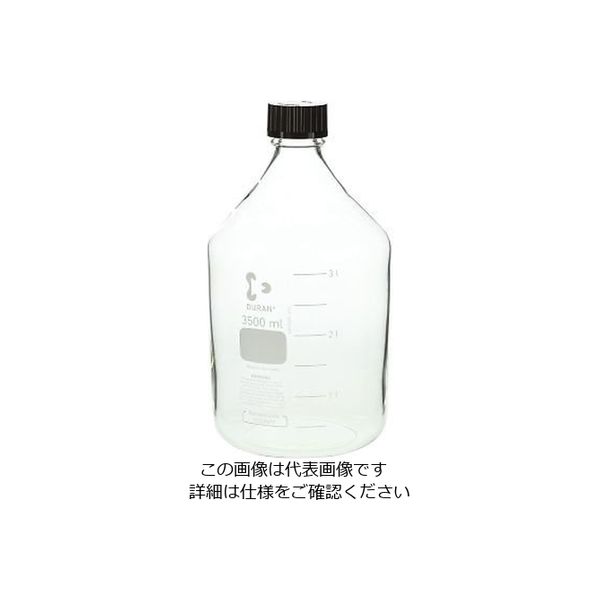 柴田科学 ねじ口瓶丸型白(デュラン(R)) 赤キャップ付 3500mL 2-076-11 1本(1個)（直送品）