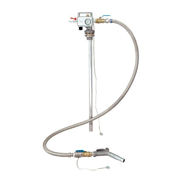 アクアシステム 200Lクローズドラム缶用エアプレッシャーポンプ(本体アルミ製・溶剤用)ボールバルブノズル付 APD-25AS 1台（直送品）