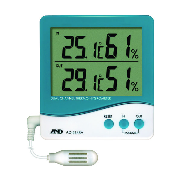 エー・アンド・デイ A&D デュアルチャンネル温度・湿度計 AD5648A 1個 392-2057（直送品）