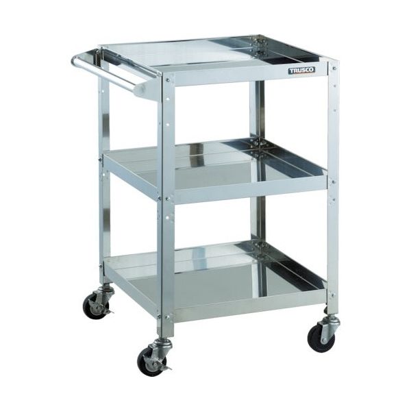 トラスコ中山 TRUSCO ステンレスワゴン クリーンラビット 75φ導電車SUS金具ハンドル付 CRB-863HSD 1台（直送品）