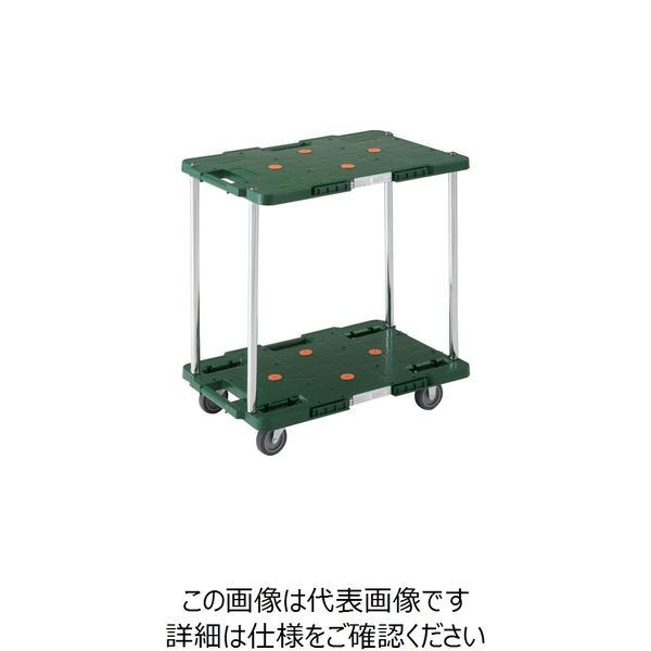 トラスコ中山 TRUSCO 樹脂製台車 ルートバン 2段式 400X600 緑 MPB-602-GN 1台 414-4368（直送品）