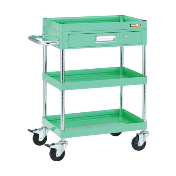 TRUSCO ツールワゴン ファルコンワゴン750X500 1段浅引出付 ゴム車輪 ヤンググリーン FAW-973Z-YG 1台（直送品）