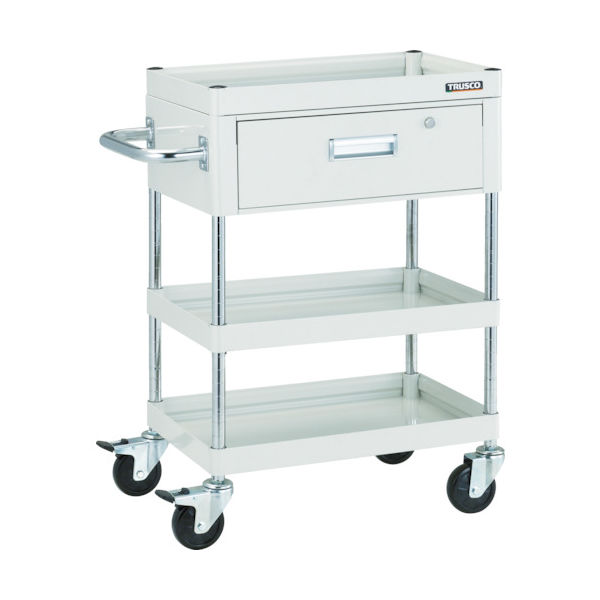 トラスコ中山 TRUSCO ツールワゴン ファルコンワゴン750X500 1段引出付 ゴム車輪 ホワイト FAW-973V-W 1台（直送品）