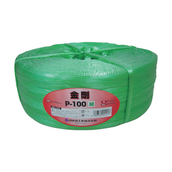 司化成工業 ツカサ 手結束用PP縄(ツカサテープ)Pー100 緑 P-100GN 1巻 398-2033（直送品）