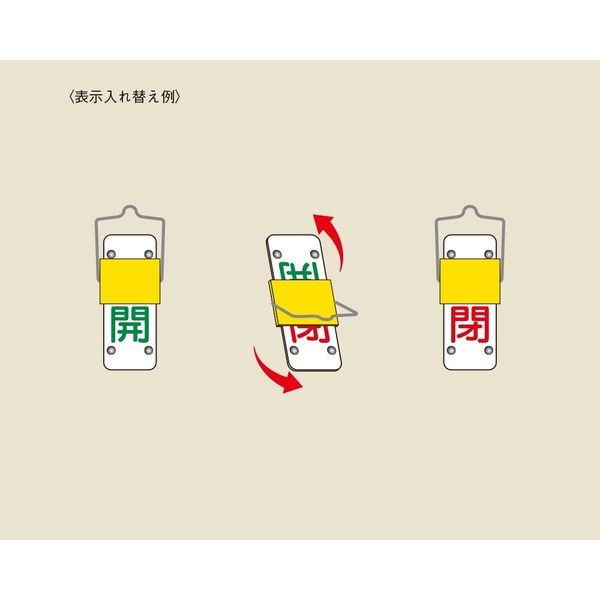 日本緑十字社 スライド式バルブ開閉札(回転タイプ) 特15ー43A 「開(緑) 閉(赤)」 165201 1セット(5個)（直送品）