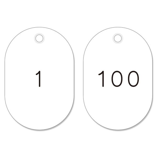 日本緑十字社 番号小判札 小判札453-W（1～100） ホワイト 100枚1組 200111 1組（100枚）（直送品）
