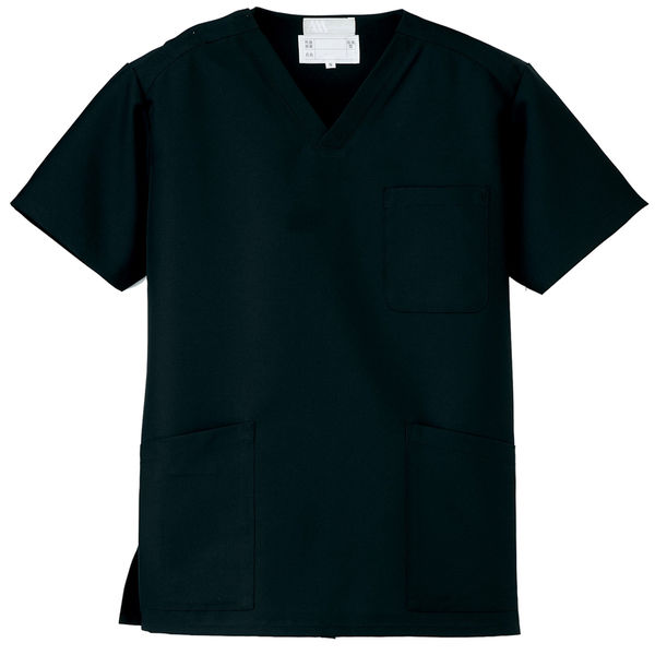 AITOZ（アイトス） スクラブ（男女兼用） 医療白衣 半袖 ブラック L 861400-010（直送品）