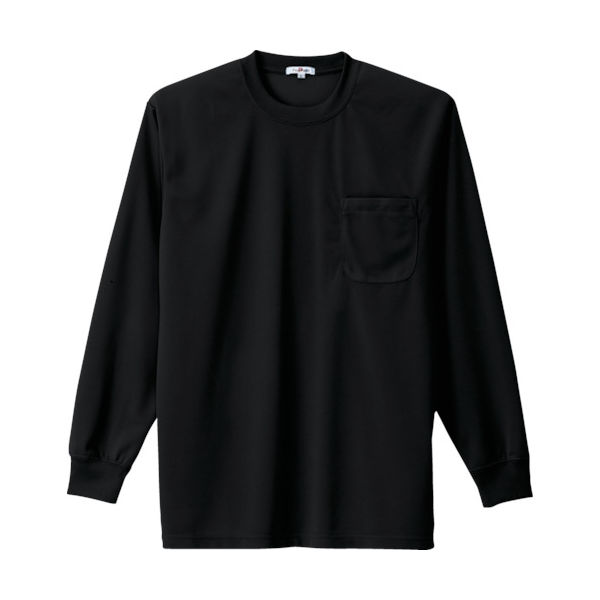 アイトス 吸汗速乾クールコンフォート 長袖Tシャツ男女兼用 ブラック M AZ-10575-010-M 1着 449-0487（直送品）