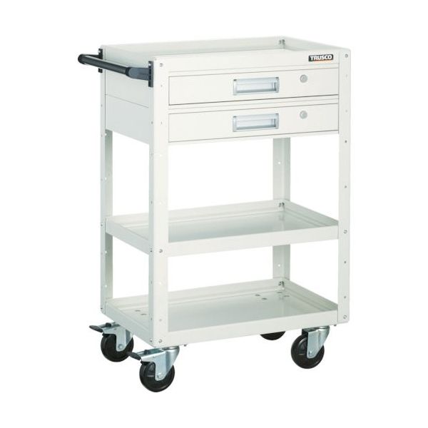 トラスコ中山 TRUSCO ツールワゴン イーグルワゴン 600X400 引出2段付 4輪自在 ホワイト EGW-963V2J-W 1台（直送品）