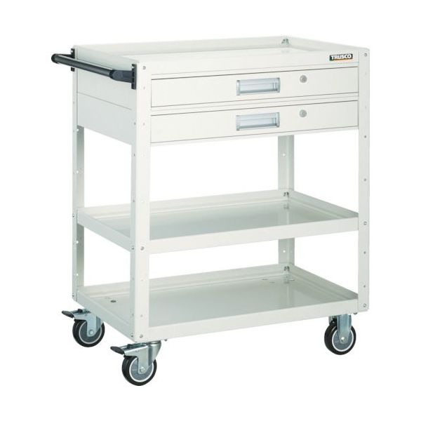 TRUSCO ツールワゴン イーグルワゴン 600×400×H880 2段引出付 ウレタン車輪 ホワイト EGW-963V2U-W 1台（直送品）