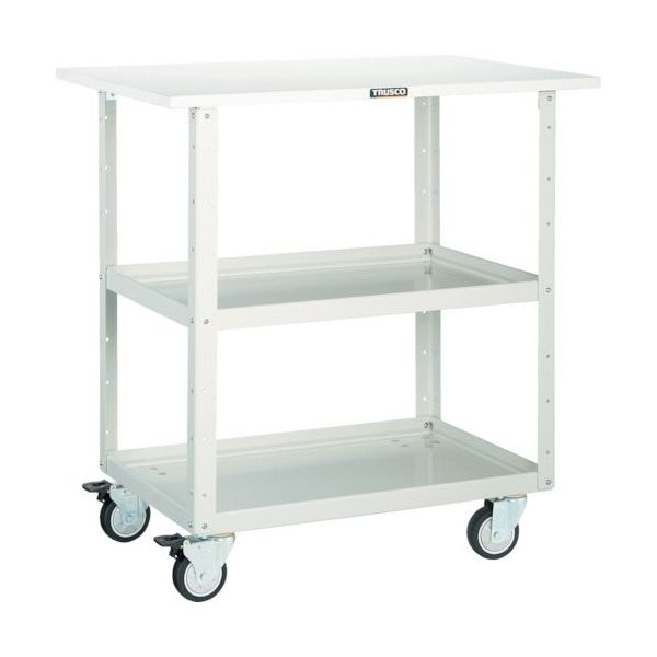 トラスコ中山 TRUSCO ツールワゴン イーグルワゴン 750X500 天板付 ウレタン4輪自在 ホワイト EGW-772TUJ-W 1台（直送品）