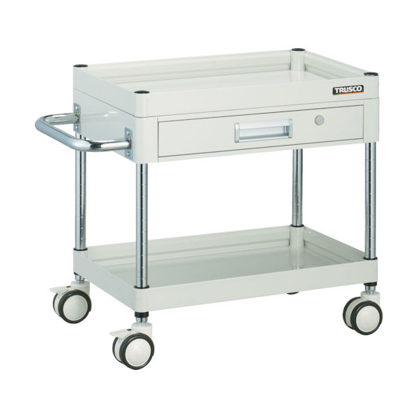 TRUSCO ツールワゴン ファルコンワゴン 薄型1段引出付 750×500 ウレタン双輪 ホワイト FAW-672ZD-W 1台（直送品）