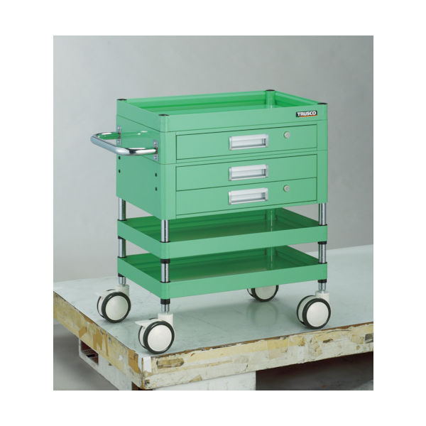TRUSCO ツールワゴン ファルコンワゴン 引出付 750X500 ウレタン双輪 ヤンググリーン FAW-773XZD-YG 1台（直送品）