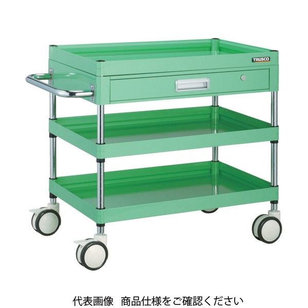 トラスコ中山 TRUSCO ファルコンワゴン 薄型1段引出付 750×500 ウレタン双輪 ホワイト FAW-773ZD-W 1台（直送品）