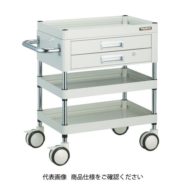TRUSCO ツールワゴン ファルコンワゴン 2段引出付 750×500 ウレタン双輪 ヤンググリーン FAW-773XD-YG 1台（直送品）