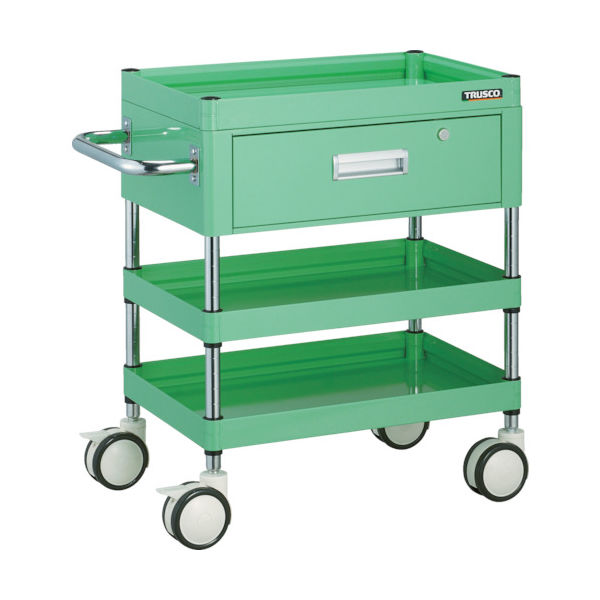トラスコ中山 TRUSCO ファルコンワゴン 1段引出付 750×500 ウレタン双輪 ヤンググリーン FAW-773VD-YG 1台（直送品）
