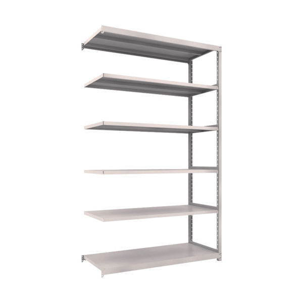 TRUSCO スチールラック M2型軽中量棚 1460×600×H2400 6段 連結 ネオグレー M2-8566B NG 1セット(1個)（直送品）