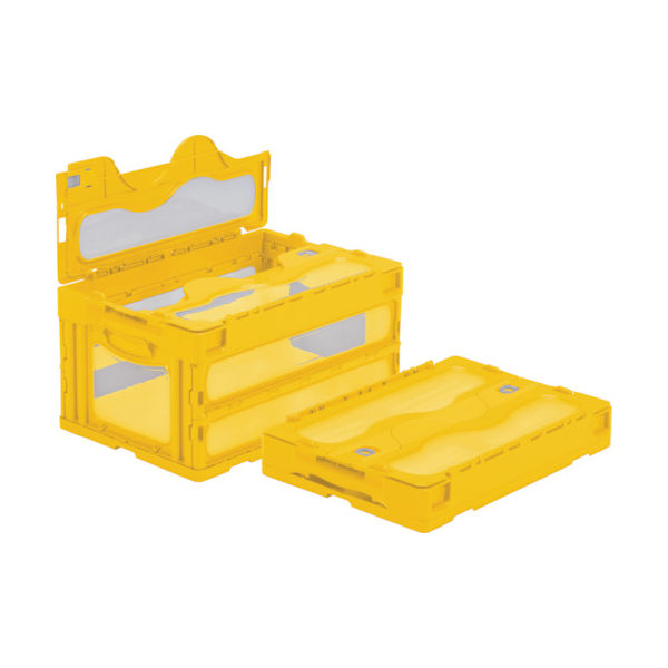 三甲 サンコー フタ一体型折りたたみコンテナー 559020 マドコンC―40Bイエロー SKO-C-40B-YE 1個 439-1071（直送品）