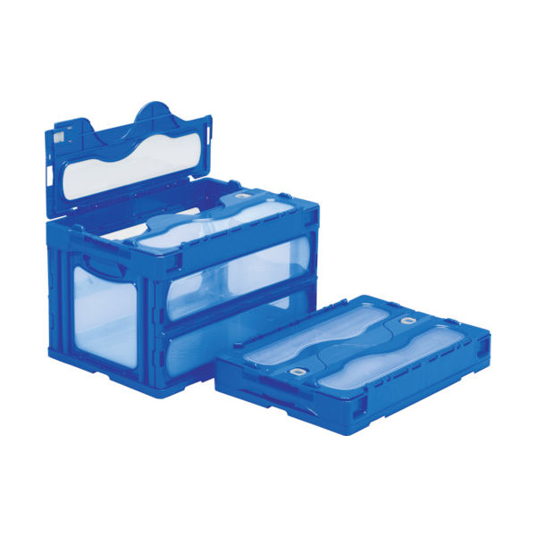 三甲 サンコー フタ一体型折りたたみコンテナー 559000 マドコンC―50Bブルー SKO-C-50B-BL 1個 432-2797（直送品）