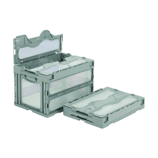 三甲 サンコー フタ一体型折りたたみコンテナー 559000 マドコンC―50B ライトグレー SKO-C-50B-GLL 1個（直送品）