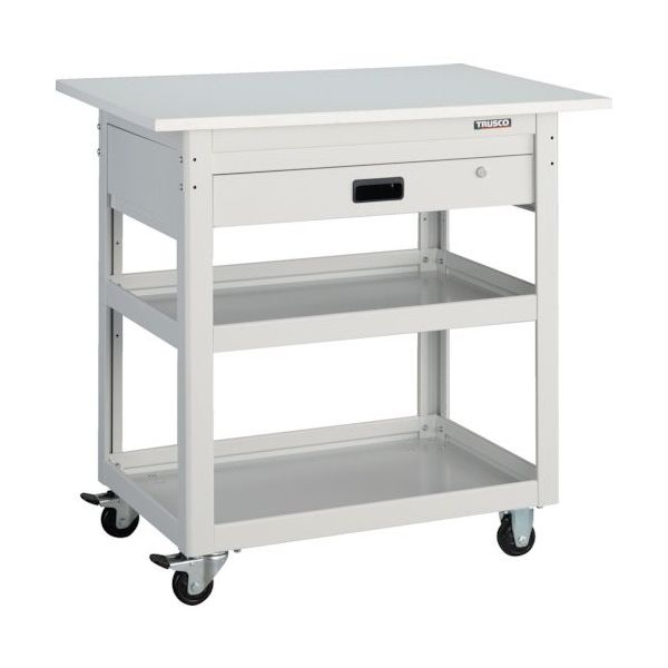 トラスコ中山 TRUSCO ツールワゴン ドルフィン 天板付 750X500 1段引出 ホワイト DLWS-963TV-W 1台（直送品）