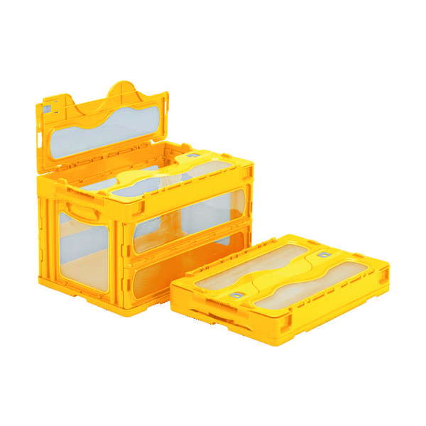 三甲 サンコー フタ一体型折りたたみコンテナー 559000 マドコンC―50Bイエロー SKO-C-50B-YE 1個 432-2843（直送品）