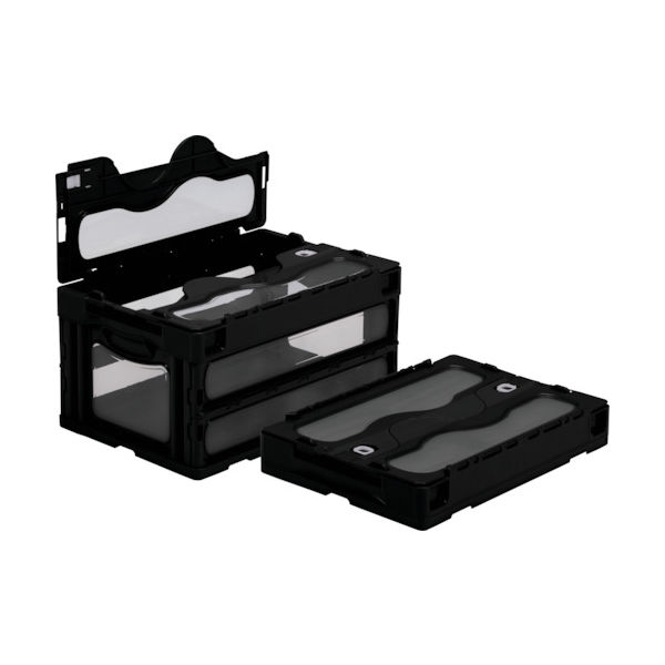 三甲 サンコー フタ一体型折りたたみコンテナー 559020 マドコンC―40Bブラック SKO-C-40B-BK 1個 439-1012（直送品）