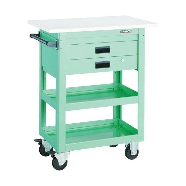 トラスコ中山 TRUSCO ツールワゴン ドルフィン 天板付 900X600 2段引出 ヤンググリーン DLWS-973TX-YG 1台（直送品）