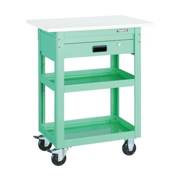 トラスコ中山 TRUSCO ツールワゴン ドルフィン 天板付 900X600 1段引出 ヤンググリーン DLWS-973TV-YG 1台（直送品）