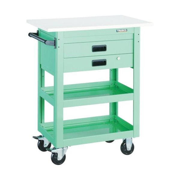 トラスコ中山 TRUSCO ツールワゴン ドルフィン 天板付 900X600 2段引出 ホワイト DLWS-973TX-W 1台（直送品）