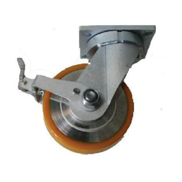 ヨドノ 超重量用高硬度ウレタン自在車ストッパー付 1500kg用 HDUJ150ST 1個 444-7093（直送品）