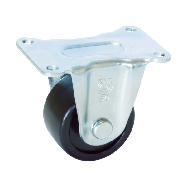 ユーエイ プレート式 固定 低床キャスター 強化ナイロン 車輪径75mm Hタイプ HR型 取付寸法103×52 HR-75GNB 1個（直送品）
