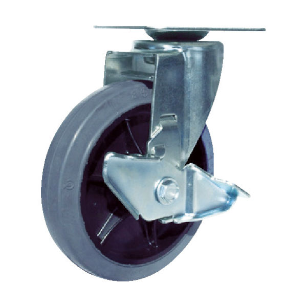 ユーエイ 産業用キャスターS付自在車 150径ゴム車輪 RJ2F-150NWRS-G 1個 380-3325（直送品）