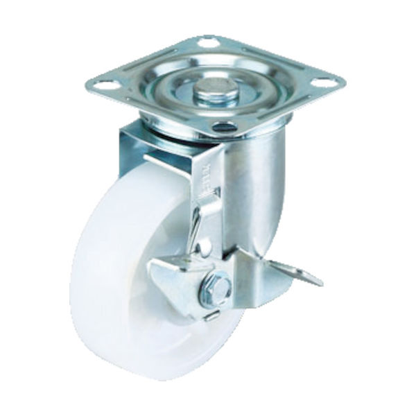 ワコーパレット エアーキャスター(自在車ストッパー付) 100mm ナイロン(ベアリング AMG-100NBDS 1個 432-3823（直送品）