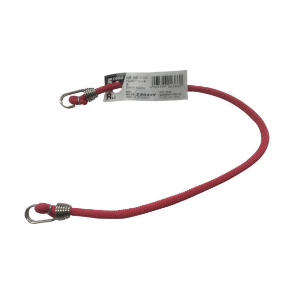 ユタカメイク ゴム バンジーコード 5mm×400mm 赤 BC-5405 1本 444-6615（直送品）