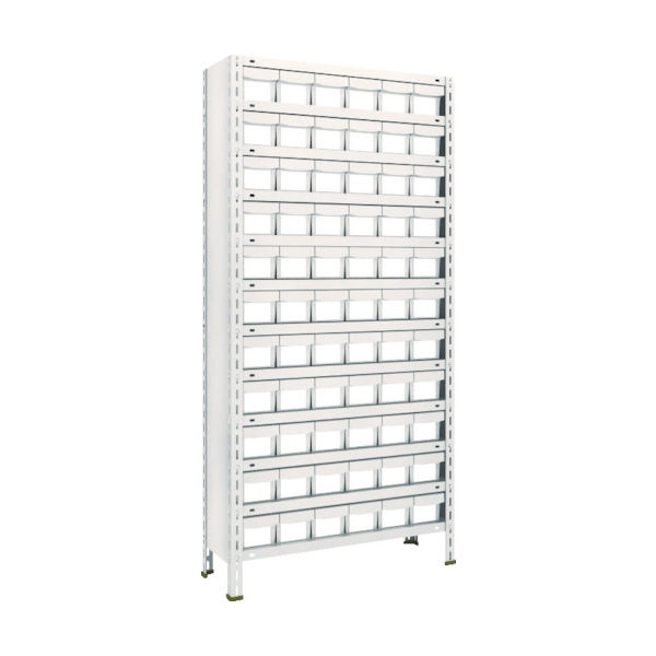 TRUSCO スチールラック 軽量棚 875X300X1800 樹脂引出NG 小X66 ネオグレー 63V-812E11 NG 1台(1個)（直送品）