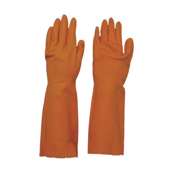 ダンロップホームプロダクツ ダンロップ 天然ゴム厚手 裏毛付 L オレンジ 6333 1双 439-6995（直送品）