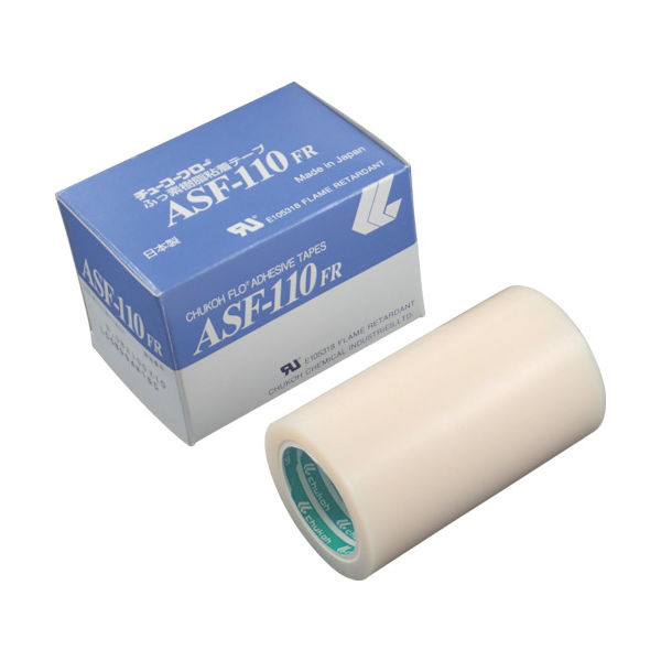 中興化成工業 チューコーフロー フッ素樹脂フィルム粘着テープ ASF―110FR 0.13t×100w×10m ASF110FR-13X100 1巻（直送品）