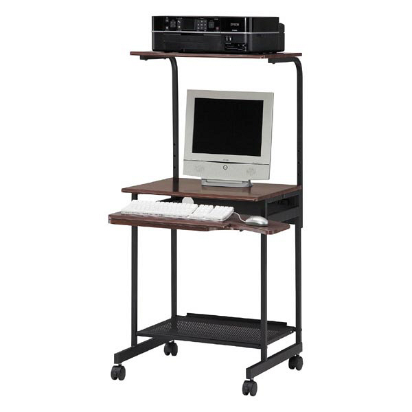 白井産業 パソプリ PCデスク（複合機設置タイプ） ダークブラウン（直送品）