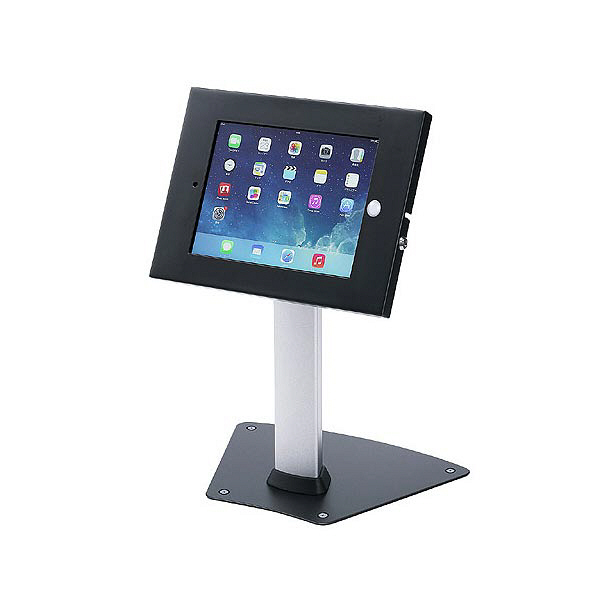 【処分品】サンワサプライ　セキュリティボックス付きiPadスタンド　W315.5×D237×H330.5（支柱）mm　ブラック/シルバー　（直送品）