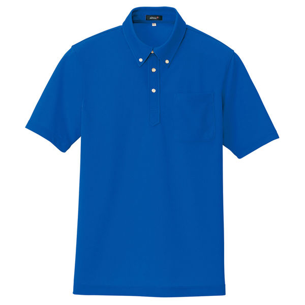 アイトス 半袖ボタンダウンポロシャツ（男女兼用） AZ-10599-006 ロイヤルブルー L 介護ユニフォーム（直送品）