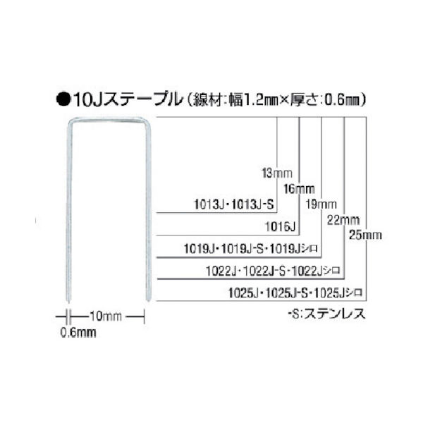 マックス MAX ステンレスステープル 肩幅10mm 長さ25mm 5000本入り 1025J-S 1箱(5000本) 451-6648（直送品）