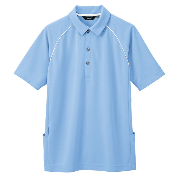 AITOZ（アイトス） バックサイドポケット付半袖ポロシャツ メンズ サックス L AZ-7663-007（直送品）